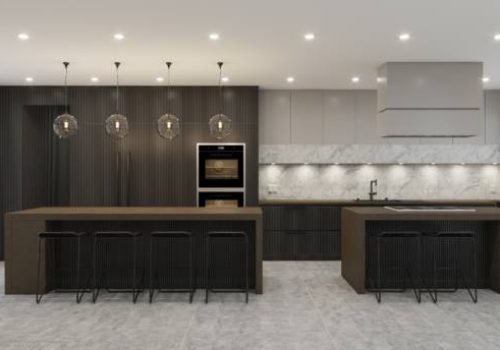 3D Render - Black/Gray Kitchen with Island