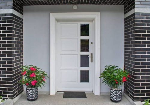 White door into the house.